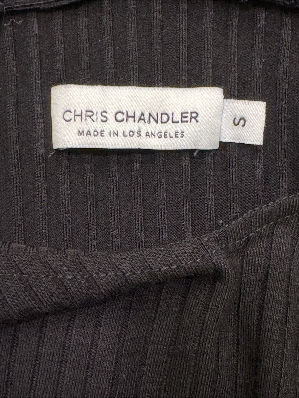 Chris Chandler Ribbed Maxi Dress Black Ruffle Strap Bodycon Size Small - Picture 4 of 9